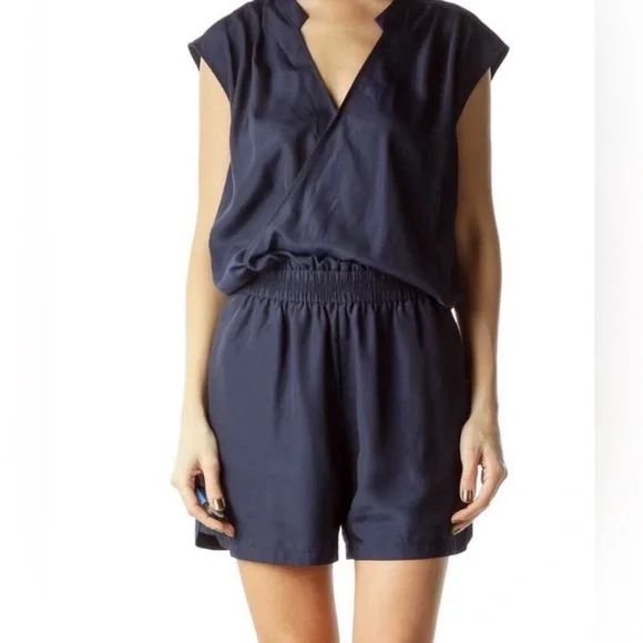 J. Crew Sleeveless Navy Blue V-Neck Romper - Picture 1 of 14